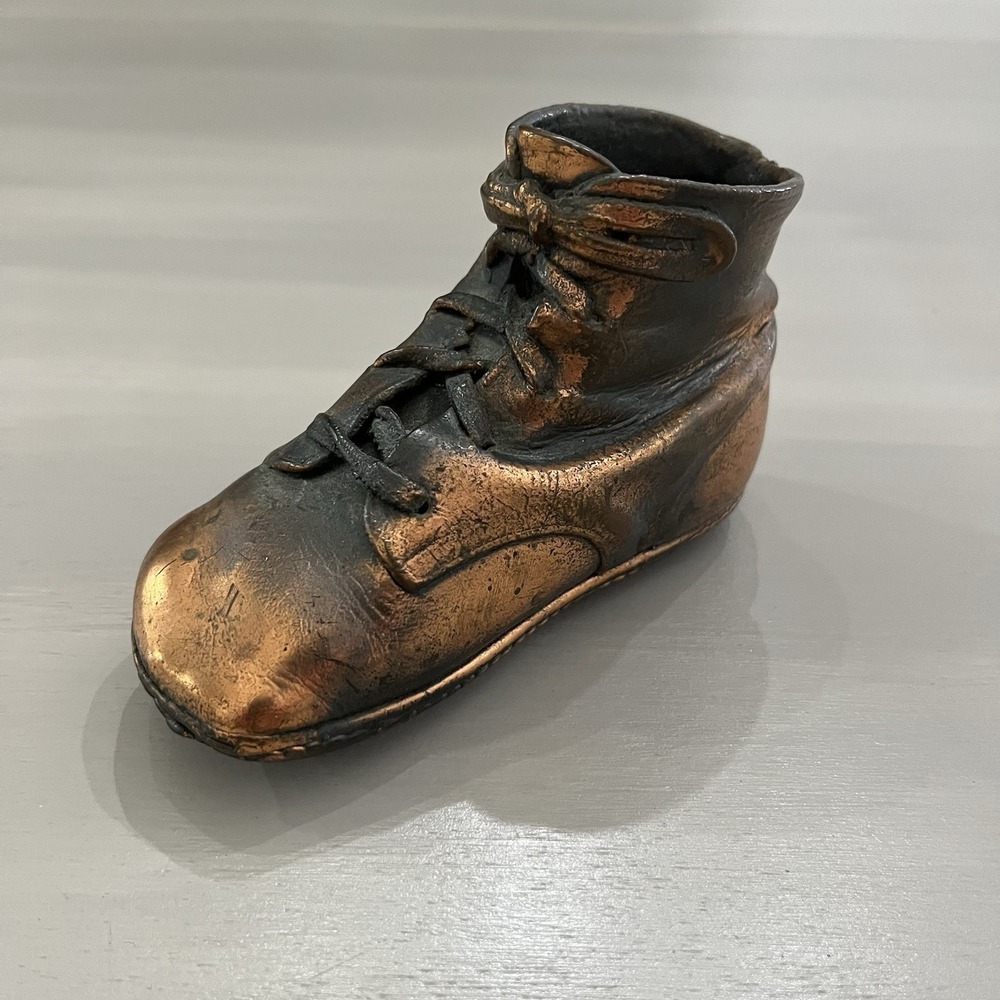 Nursery Sara Susan Cosy Foot Antique Bronzed Baby Shoe Sculpture Art Deco 1930s
